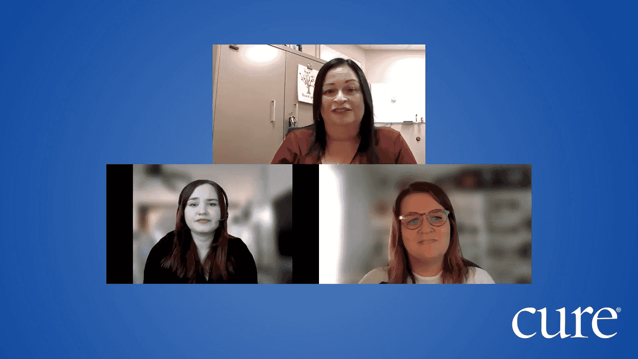 Three women on a Zoom call talking about connecting with the breast cancer community.