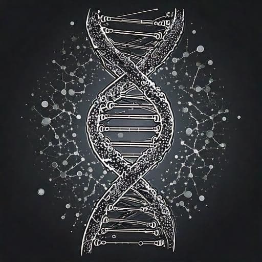 Illustration of a DNA strand, generated by Adobe Firefly. 