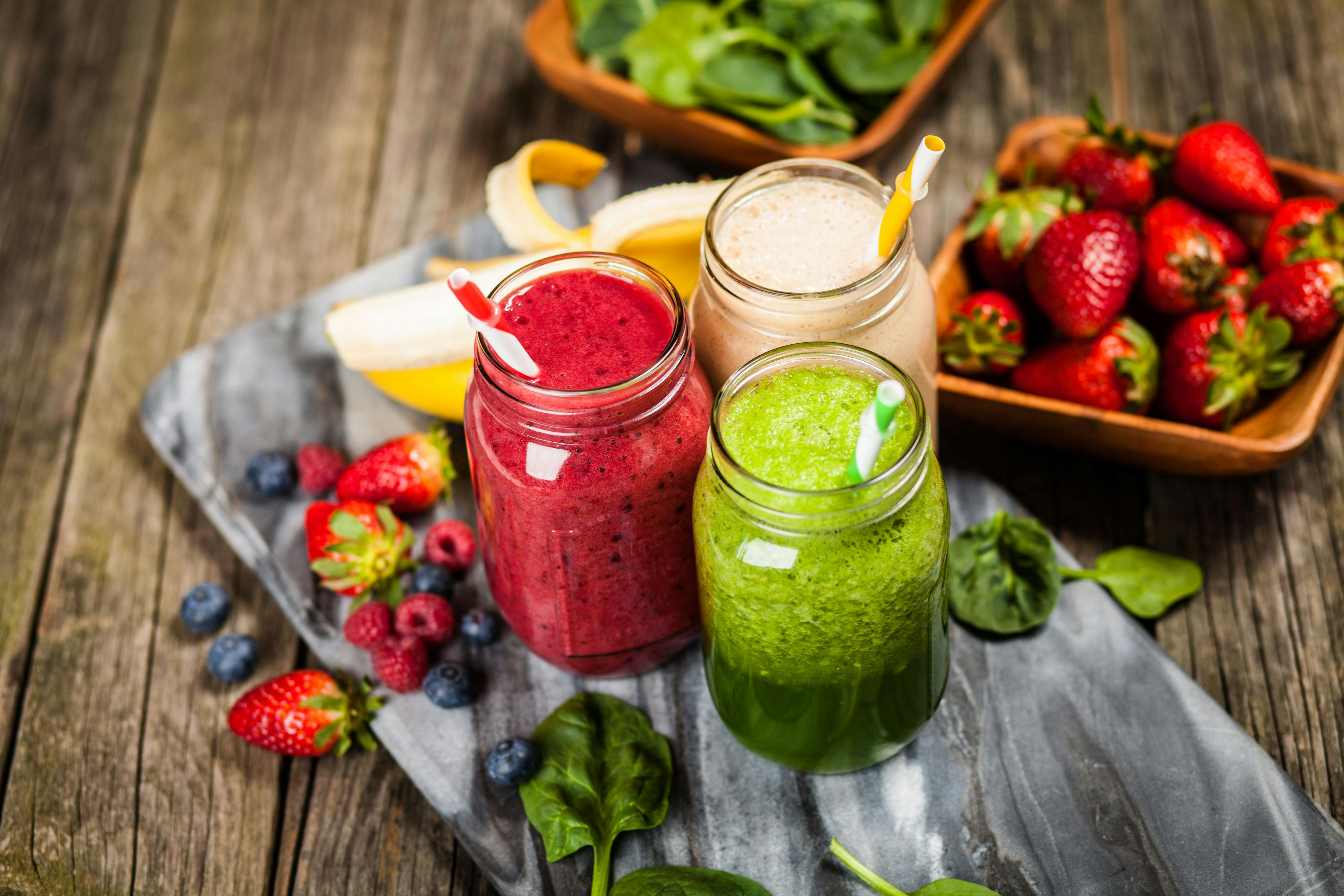 Image of fruit and vegetable smoothies. 