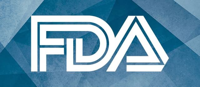 Image of the FDA logo on a blue abstract background. 