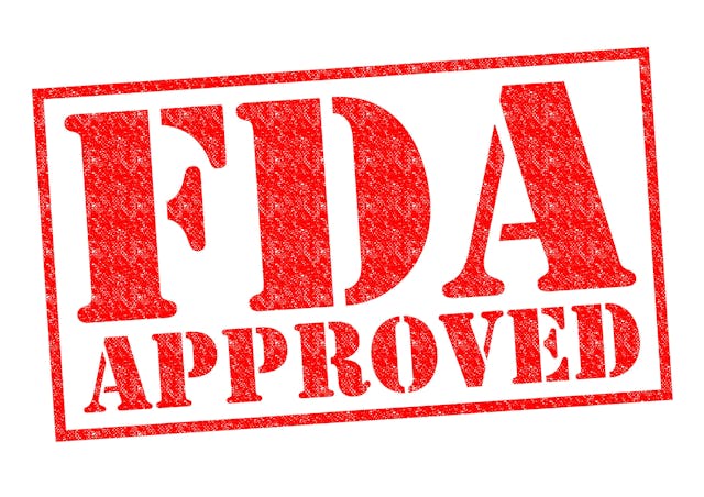 Image of "FDA Approved" in red. 