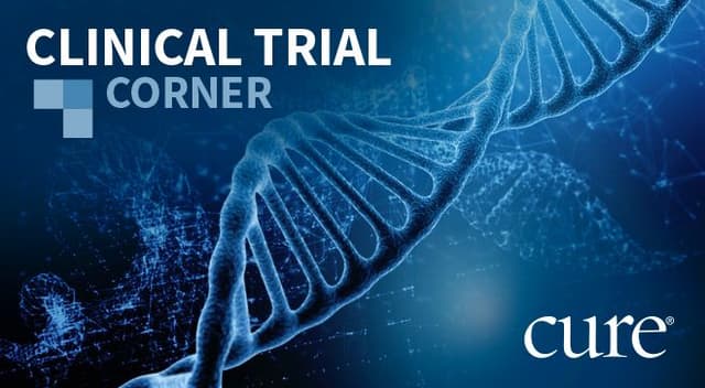 Image of a DNA strand and "Clinical Trial Corner"