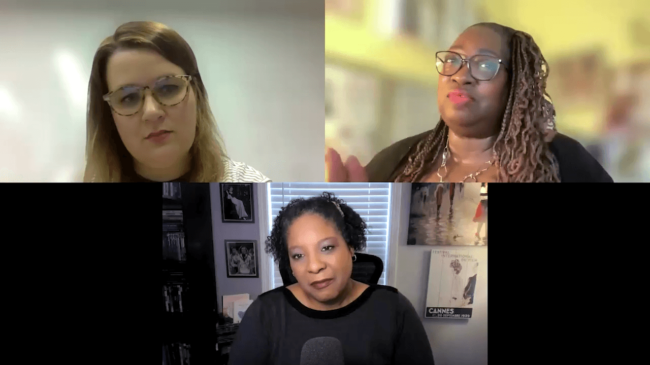 Three women on a Zoom call discussing challenges during breast cancer.