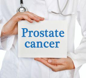 Image of doctor hilding sign that say, "Prostate Cancer."