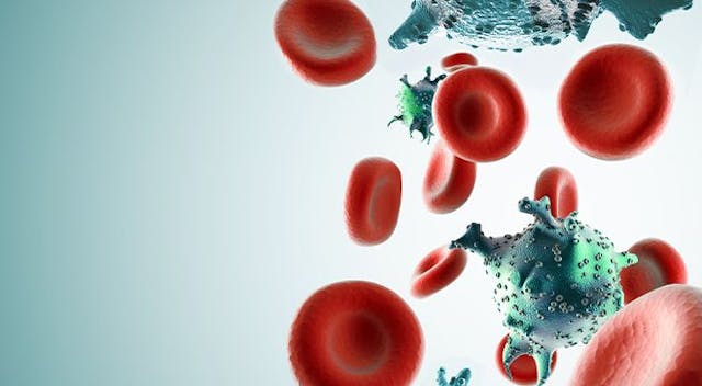 Illustration of blood cancer cells.