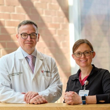 From left: DR. EDWARD A. FABER JR., and GINA YOUNG, B.S.N., RN PHOTOS BY LANCE ADKINS